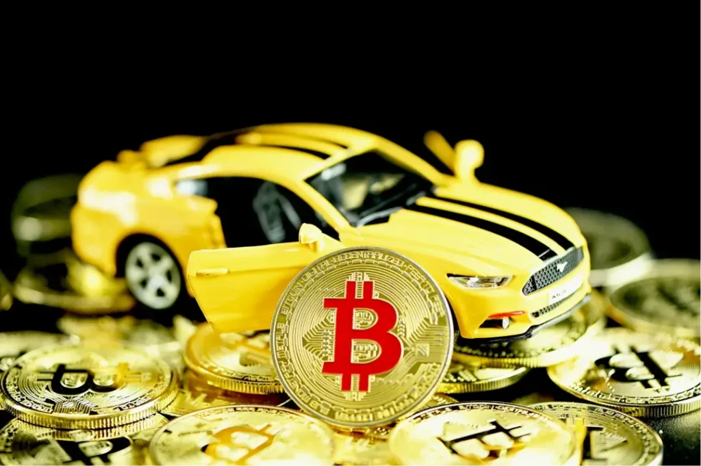 Car with yellow wrap next to money