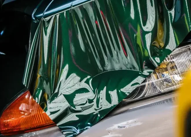 green vinyl car wrap
